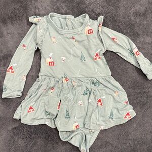 Kytebaby Festive blue Long Sleeve Baby Romper/Dress